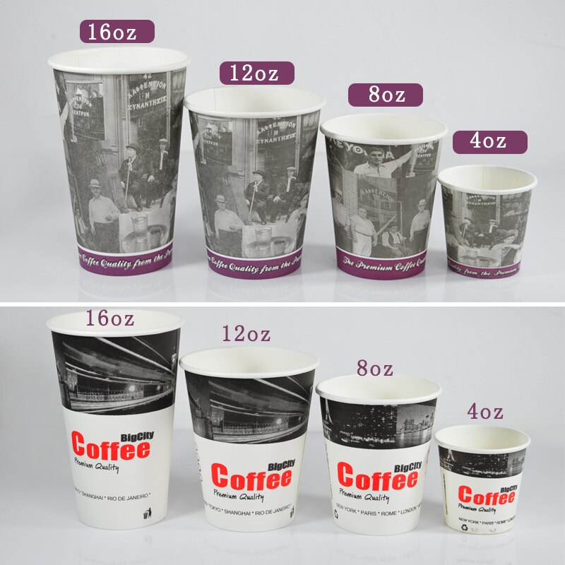50pcs Creative disposable coffee tea takeaway packaging cups with lid