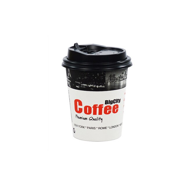50pcs Creative disposable coffee tea takeaway packaging cups with lid